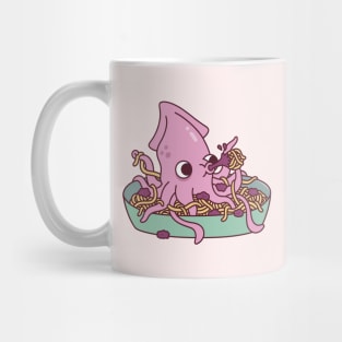 Cute Squid Squirting Squid Ink Pasta Funny Mug